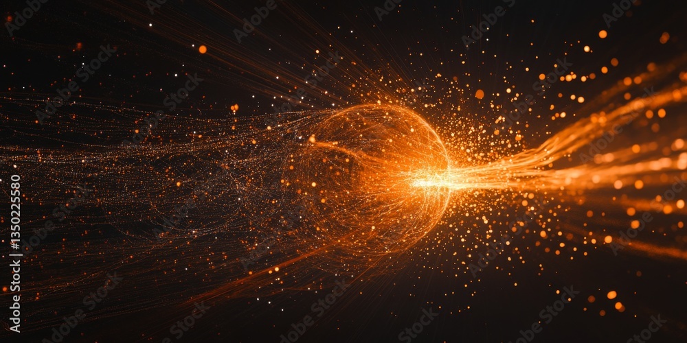 Wall mural a stunning abstract representation of energy in motion. bright orange sparks and trails create a dyn