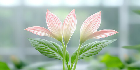 Fototapeta premium Delicate petals unfold in a mesmerizing process as flowers bloom in a vibrant spring garden, basking in the warmth of the midday sun with a softly blurred background