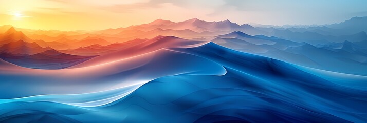 Obraz premium Abstract Desert Landscape with Mountain Range at Sunrise or Sunset
