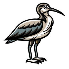 Fototapeta premium an illustrated bird with a long beak, standing gracefully, with the colors of its plumage blending elegantly