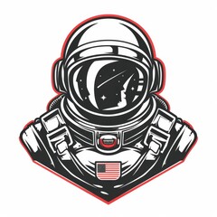 T-shirt design vector style clipart astronaut in a spacesuit close up on the background of space, isolated on white background