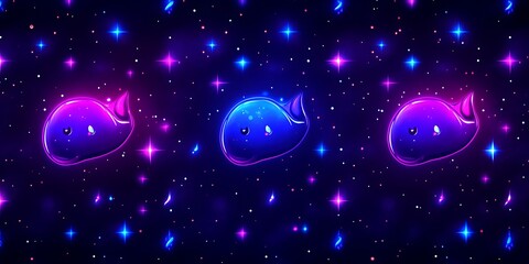 Obraz premium Neon Whales in Space.