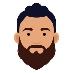 cartoon man face with beard and mustache vector illustration