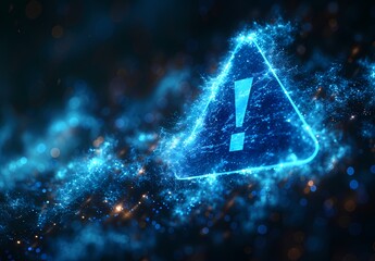 Glowing Exclamation Point in Triangle Shape Warns of Potential Hazard