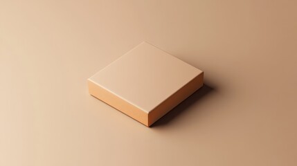 Beige square box, neutral background, studio shot, packaging mockup