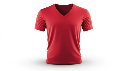 Red V-neck T-shirt mockup, studio shot, plain background, apparel design (1)