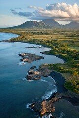 Coastal landscape at sunset