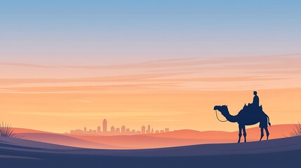 Desert Rider for City Skyline Sunset.