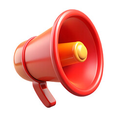 3D Red Megaphone, Shiny Loudspeaker with Yellow Button  
