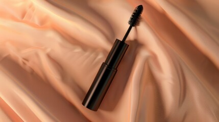 Naklejka premium Mascara on Peach Silk Fabric.