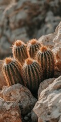 Cacti thrive among rocky terrain