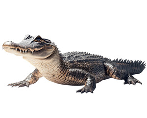 Naklejka premium Alligator Isolated on White Background Wild Reptile Animal.