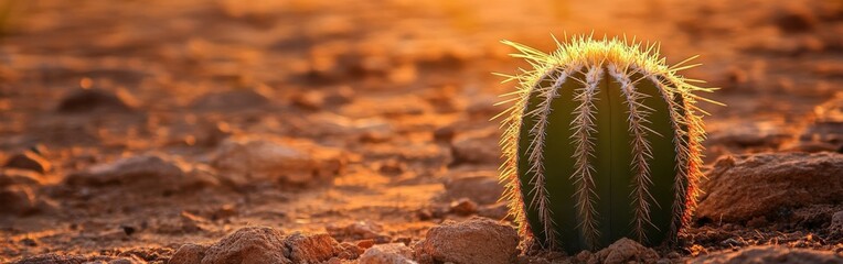 Obraz premium Cactus in desert at sunset