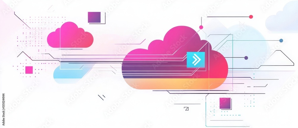 Poster abstract cloud technology background presentation design with geometric shapes and lines on a white 