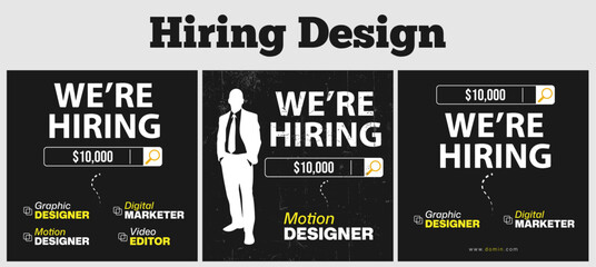 We'Re Hiring Flyer Were Hiring Job Vacancy Flyer Poster with Bold Yellow Color Hiring Job flyer. we are hiring job flyer banner, Hiring advertising poster design