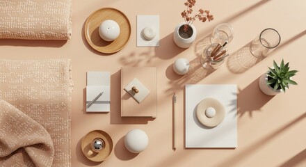Soft pastel home decor with plants, glassware, and minimalistic design elements creating a fresh and inviting atmosphere.