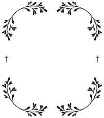 Serene Memorial Invitation with Angelic Light Background, Decorative Borders, Leafy Accents, and Dedicated Room for Scripture, Memory Words, and Funeral Details