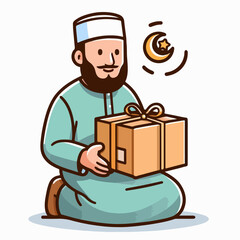 vector illustration of a parcel or package delivery person