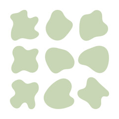 A collection of irregular green abstract shapes with a natural, organic feel. Ideal for nature-themed designs and backgrounds.