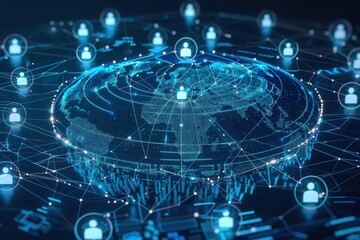 Global talent integration shown via a virtual staff augmentation platform's professional network tech illustration blur.