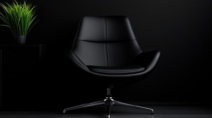 Sleek, black leather chair in minimalist setting