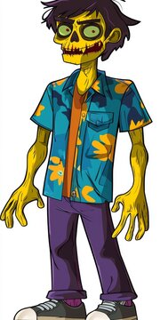 zombie character wearing floral shirt clip art preview