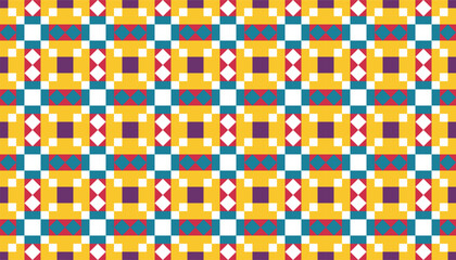 An abstract pattern that combines yellow, red, and blue, creating a harmonious visual appearance