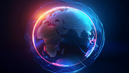 global internet security concept with binary code