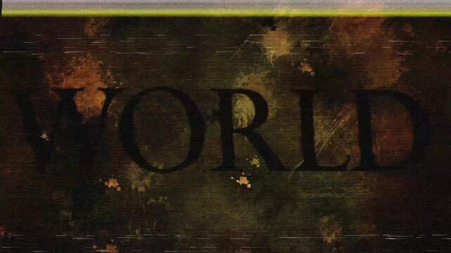 Artistic Design with the Word World in Distressed Style Glitch Effect