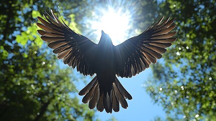 Obraz premium Bird soaring through canopy