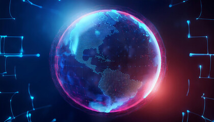 global internet security concept with binary code