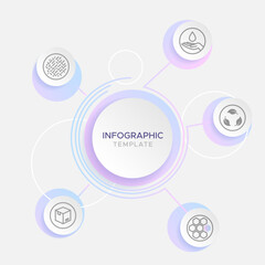 Infographics with round options, bright gradient and symbols