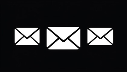 Three White Envelopes on Black Background