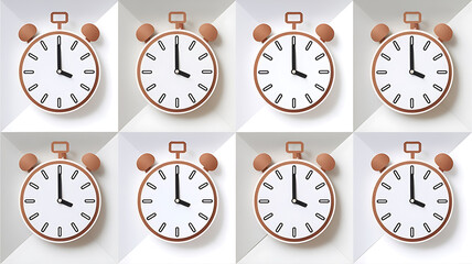 Time-telling clocks a set of illustrations in a modern minimalist style