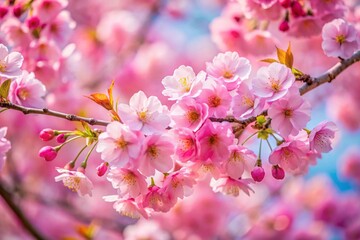 Fototapeta premium Close up branch with pink sakura blossoms.