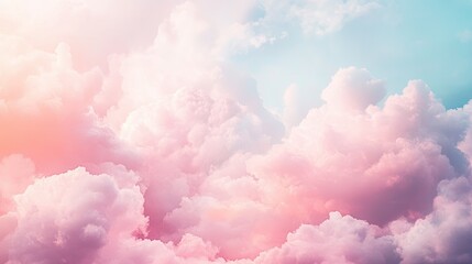 Sugar pink clouds in a fantasy sky, creating a soft and dreamy pastel backdrop.