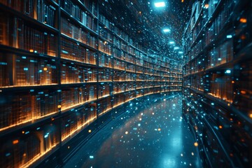 A bookshop advertising concept featuring a generative ai collage of a book collection in an innovative library with added effects