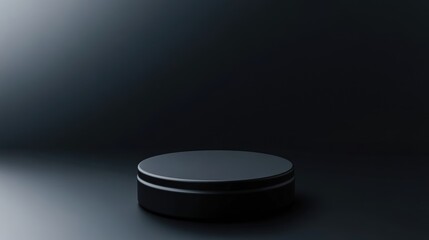 Dark, minimalist, circular podium