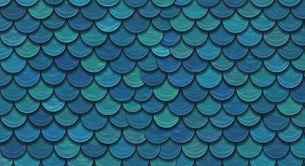 Repeating Scale Pattern in Blues and Greens for Fantasy Themes