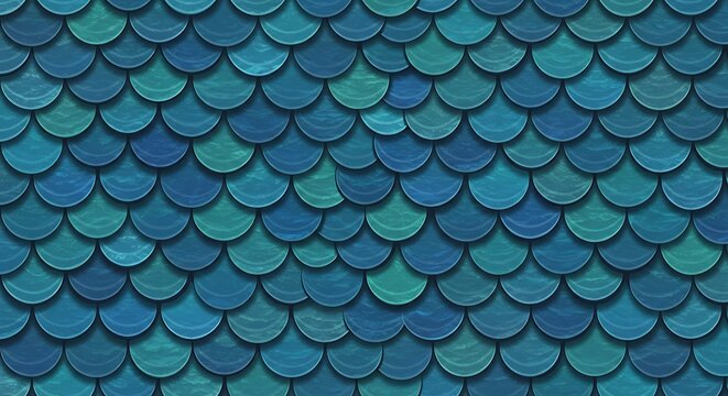 Repeating Scale Pattern in Blues and Greens for Fantasy Themes