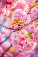 Obraz premium Close up branch with pink sakura blossoms.