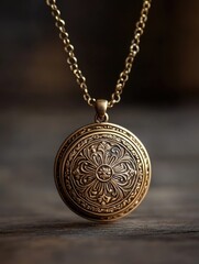 A golden lock and chain resting on a wooden surface, ideal for use in jewelry or decorative scenes