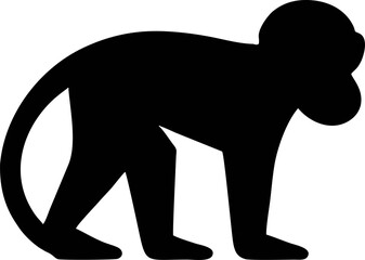 Jumping monkey silhouette vector illustration, wild animal graphic icon