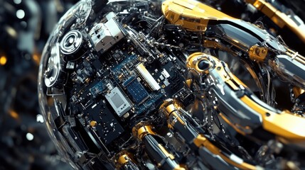 Fototapeta premium A Complex Technological Structure Depicting Futuristic Circuitry Design