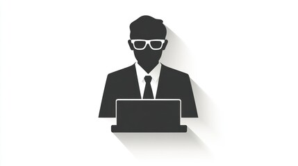 Man working laptop computer office profile avatar shadow