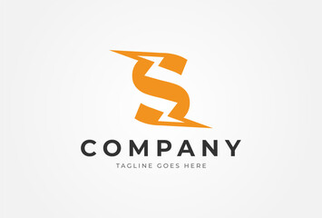 Letter S Electric Logo.  letter S and lightning bolt combination. tunder bolt design logo template. vector illustration