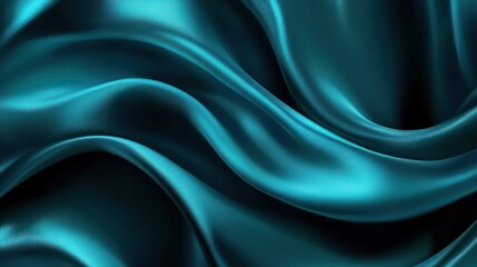 Obraz premium Smooth teal satin fabric draped elegantly with soft folds