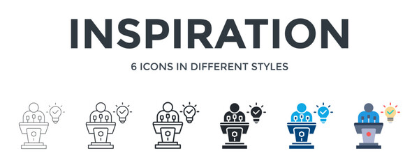 Inspiration  Icon In Different Style Vector Illustration. Designed In Thin Line, Regular Line, Bold Line, Glyph, Color Fill, And Flat Style Can Be Used For Web