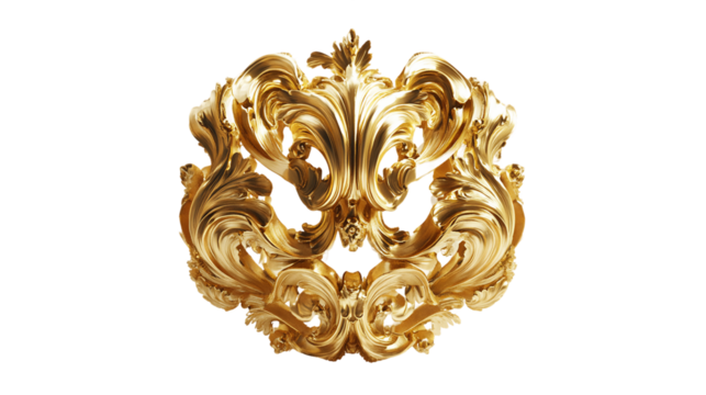 Intricate Golden Ornate Design Element, PNG