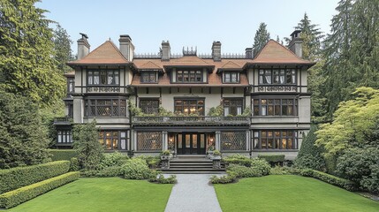 Obraz premium Historic Mansion in Lush Gardens